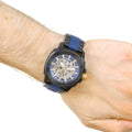 Fossil Modern Machine Automatic Skeleton Blue Dial Two Tone Steel Strap Watch for Men - ME3133