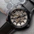 Fossil Modern Machine Automatic Skeleton Grey Dial Black Steel Strap Watch for Men - ME3134