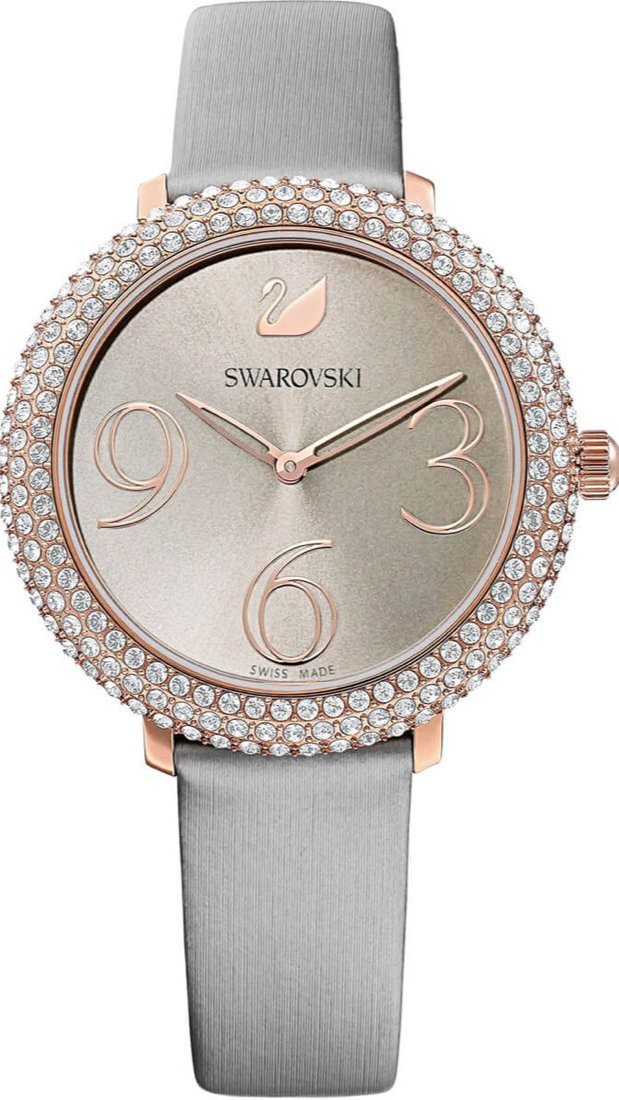 Swarovski Crystal Frost Grey Dial Grey Leather Strap Watch for Women - 5484067