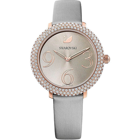 Swarovski Crystal Frost Grey Dial Grey Leather Strap Watch for Women - 5484067