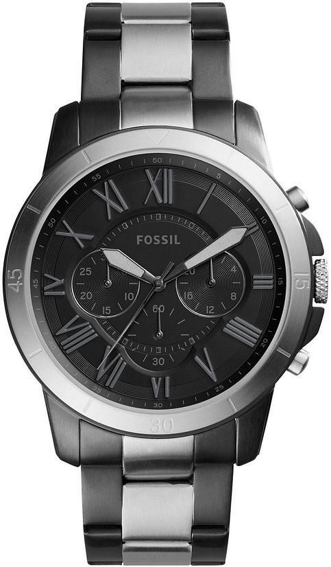 Fossil Grant Chronograph Black Dial Two Tone Steel Strap Watch for Men - FS5269