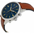 Fossil Townsman Chronograph Blue Dial Brown Leather Strap Watch for Men - FS5279