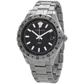 Versace Hellenyium GMT Black Dial Silver Steel Strap Watch for Men - V11020015