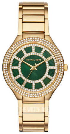 Michael Kors Kerry Green Dial Gold Steel Strap Watch for Women - MK3409