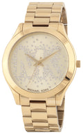 Michael Kors Slim Runway Gold Dial Gold Steel Strap Watch for Women - MK3590