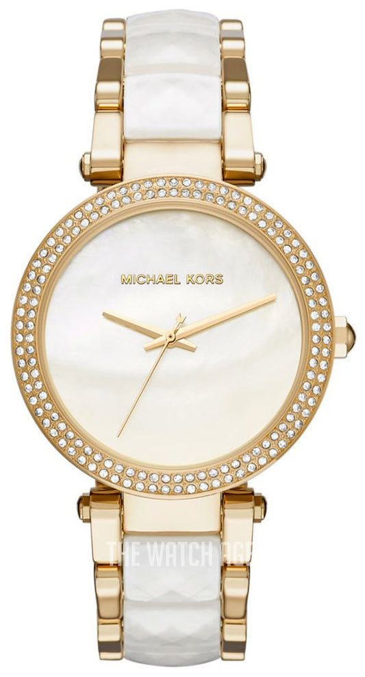 Michael Kors Parker Mother of Pearl Dial Two Tone Steel Strap Watch for Women - MK6400