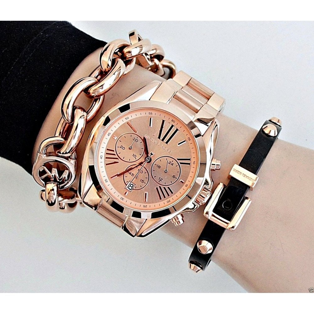 Michael Kors Bradshaw Rose Gold Dial Rose Gold Steel Strap Watch for Women - MK5503