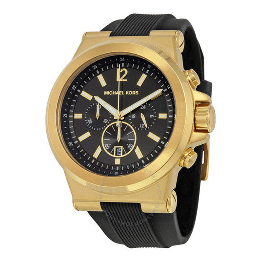 Michael Kors Dylan Chronograph Black Dial Black Rubber Strap Watch for Men - MK8445