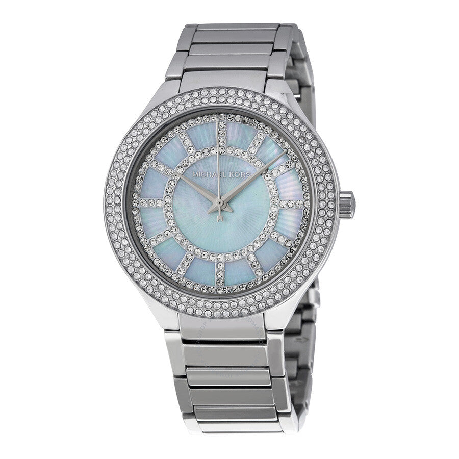 Michael Kors Kerry Mother of Pearl Dial Silver Stainless Steel Strap Watch for Women - MK3395