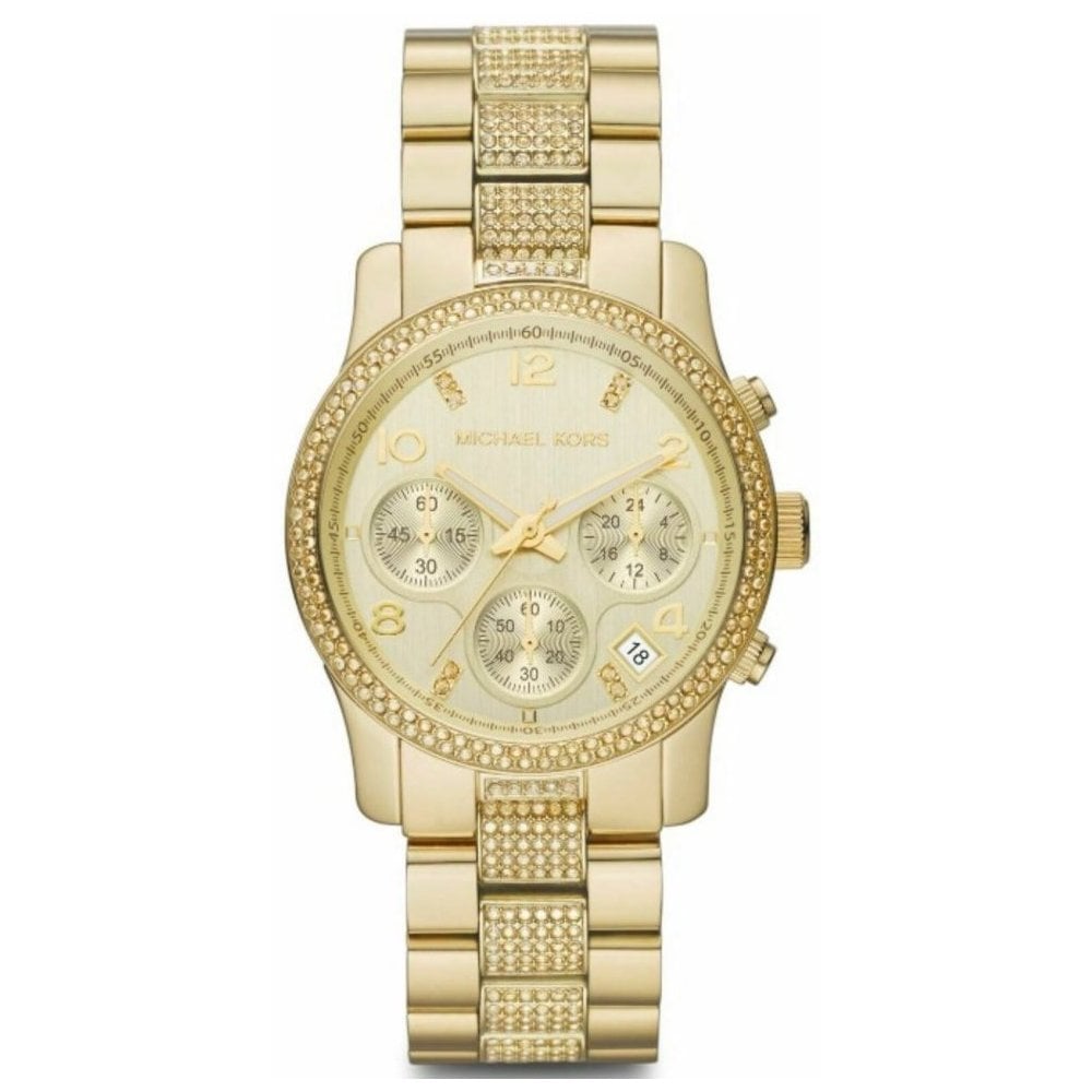 Michael Kors Runway Gold Dial Gold Steel Strap Watch for Women - MK5826