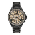 Michael Kors Wren Chronograph Gold Dial Black Steel Strap Watch for Women - MK5961