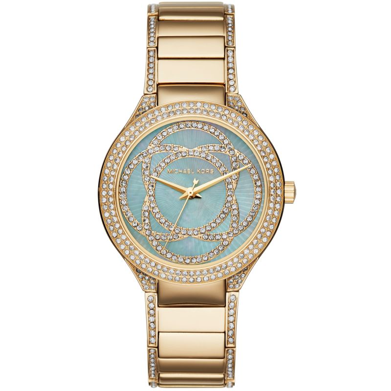 Michael Kors Kerry Mother of Pearl Dial Gold Steel Strap Watch for Women - MK3481