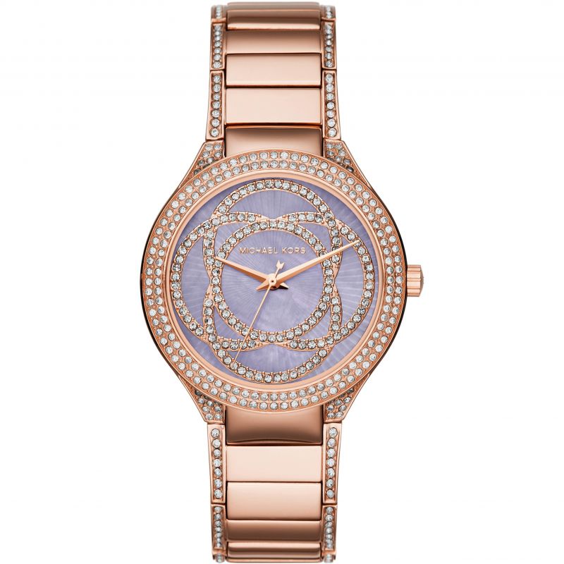 Michael Kors Kerry Purple Dial Rose Gold Stainless Steel Strap Watch for Women - MK3482