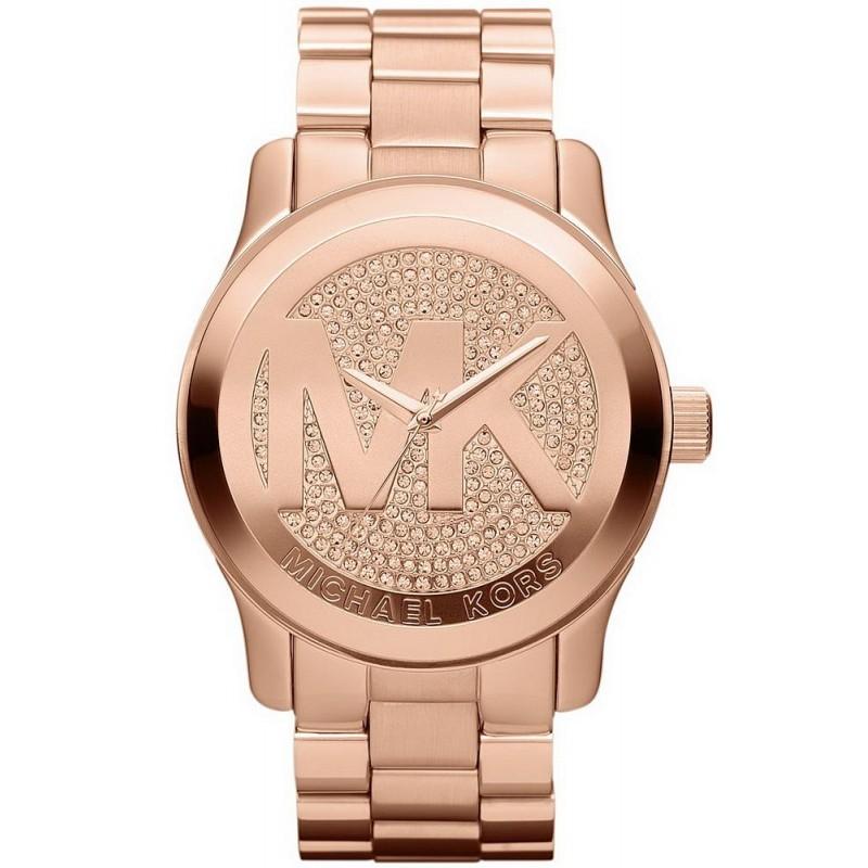 Michael Kors Slim Runway Rose Gold Dial Rose Gold Steel Strap Watch for Women - MK3549