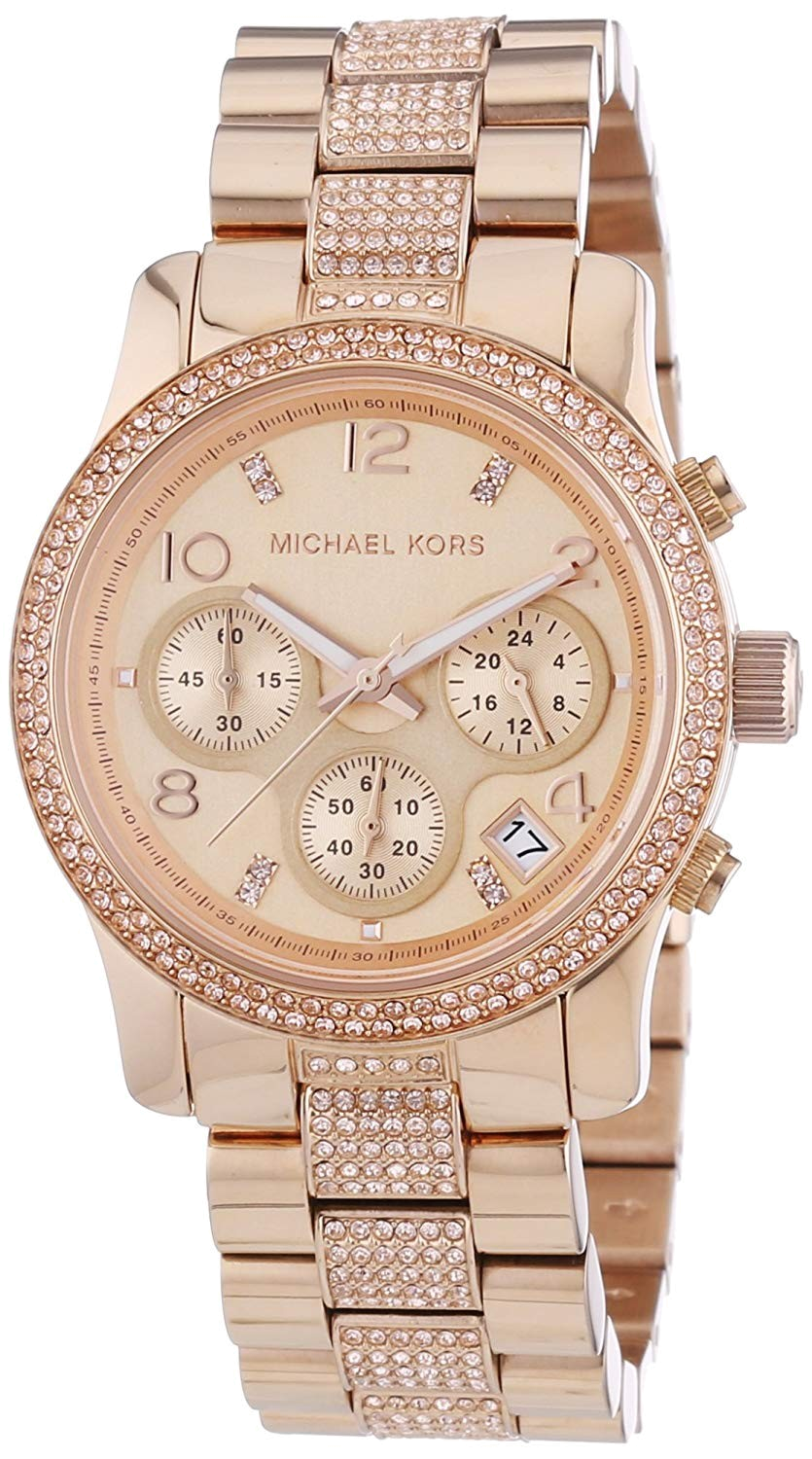 Michael Kors Runway Gold Dial Gold Steel Strap Watch for Women - MK5827