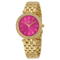 Michael Kors Darci Fuchsia Dial Gold Steel Strap Watch for Women - MK3444