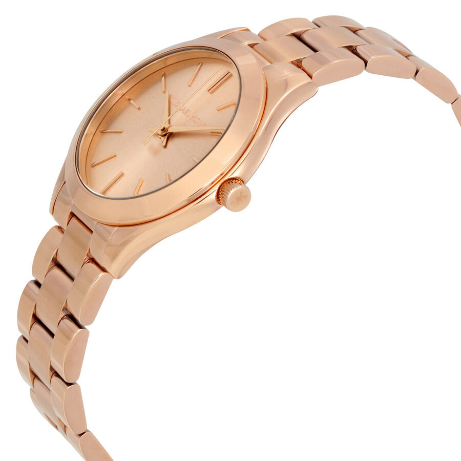 Michael Kors Slim Runway Rose Gold Dial Steel Strap Watch for Women - MK3513