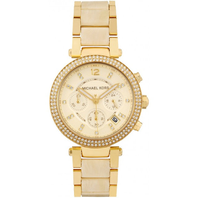 Michael Kors Parker Chronograph Gold Dial Gold Steel Strap Watch for Women - MK5632