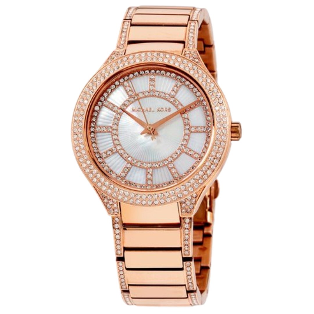 Michael Kors Kerry Mother of Pearl Dial Rose Gold Steel Strap Watch for Women - MK3313