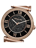 Michael Kors Catlin Black Diamonds Dial Rose Gold Steel Strap Watch for Women - MK3356