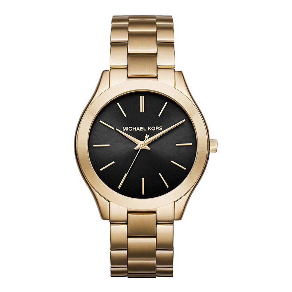 Michael Kors Runway Black Dial Gold Steel Strap Watch for Women - MK3478