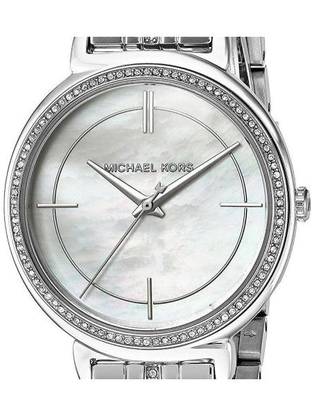 Michael Kors Cinthia White Mother of Pearl Dial Silver Steel Strap Watch for Women for Women - MK3641