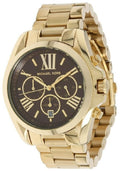 Michael Kors Bradshaw Brown Dial Gold Steel Strap Watch for Women - MK5502