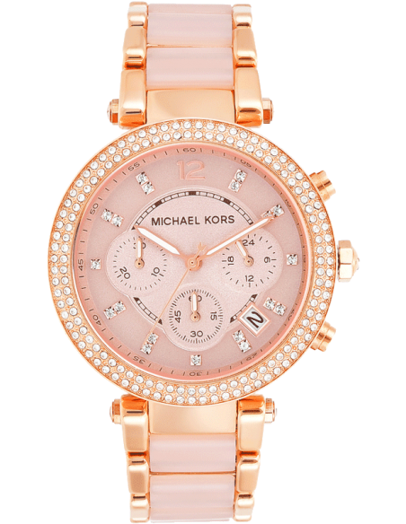 Michael Kors Parker Pink Dial Two Tone Steel Strap Watch for Women - MK5896