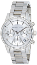 Michael Kors Ritz Chronograph Silver Dial Silver Steel Strap Watch for Women - MK6428