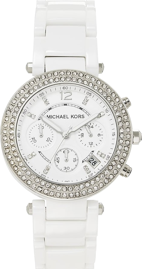 Michael Kors Parker White Dial White Ceramic Strap Watch for Women - MK5654