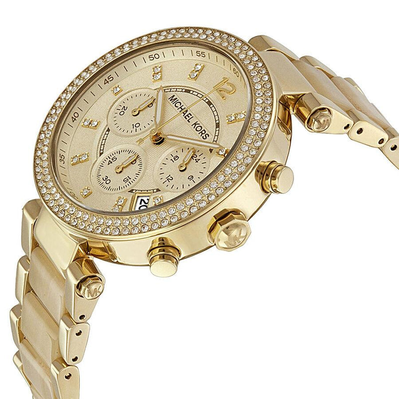 Michael Kors Parker Chronograph Gold Dial Gold Steel Strap Watch for Women - MK5632