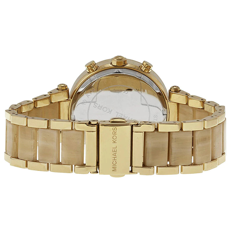 Michael Kors Parker Chronograph Gold Dial Gold Steel Strap Watch for Women - MK5632