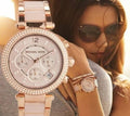 Michael Kors Parker Pink Dial Two Tone Steel Strap Watch for Women - MK5896