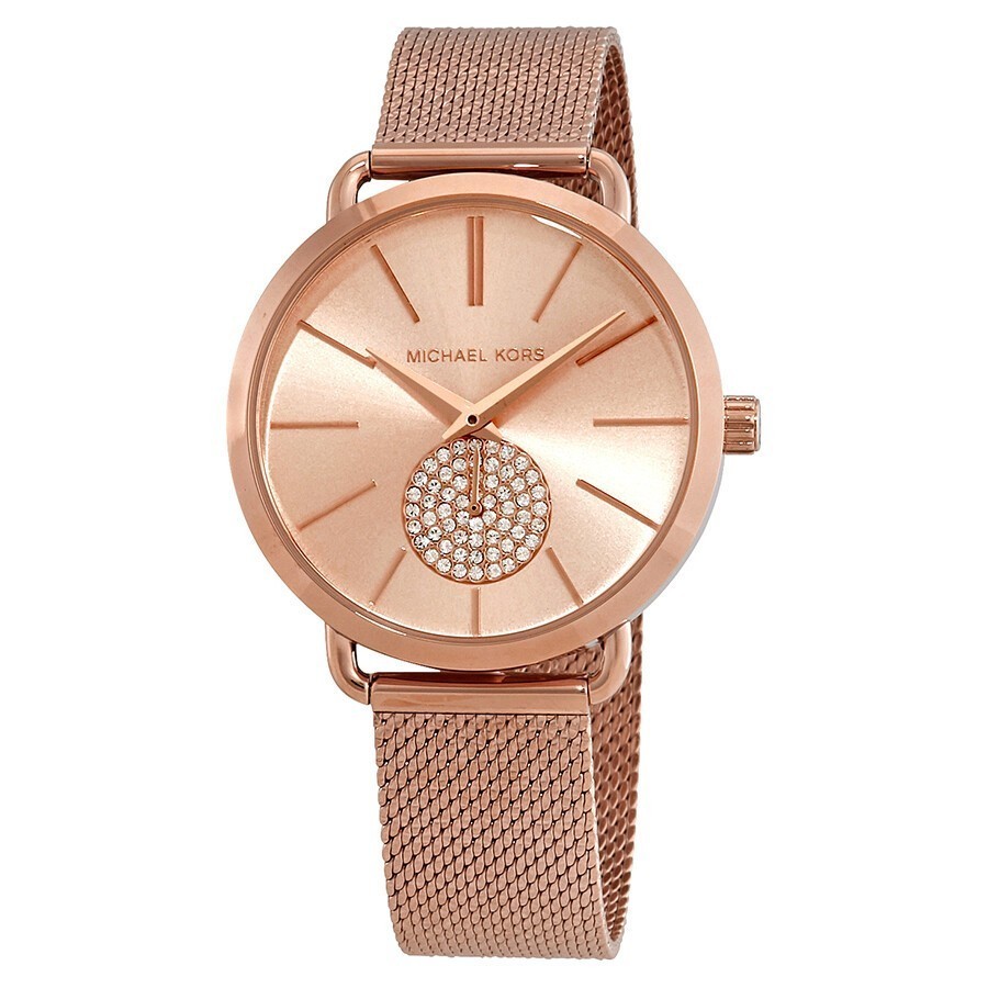 Michael Kors Portia Rose Gold Dial Rose Gold Mesh Bracelet Watch for Women - MK3845