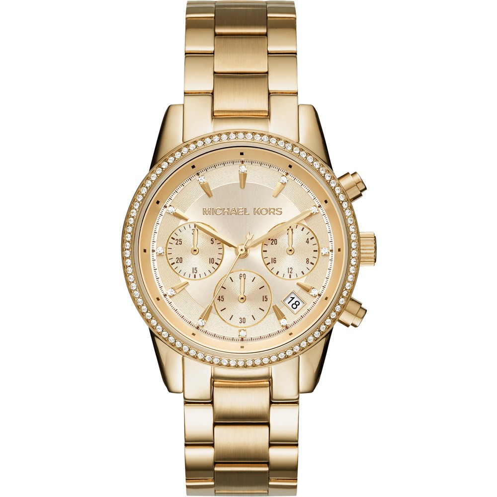 Michael Kors Ritz Gold Dial Gold Steel Strap Watch for Women - MK6356