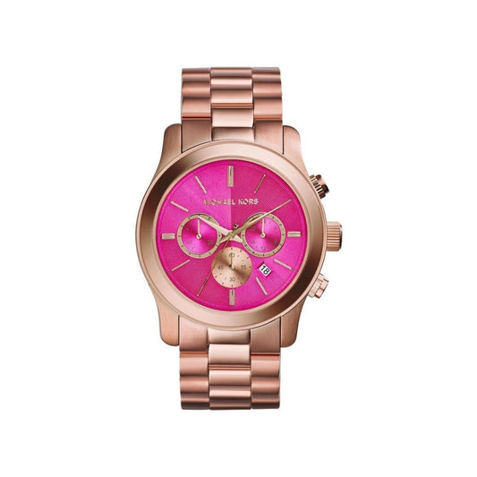 Michael Kors Runway Pink Dial Rose Gold Steel Strap Watch for Women - MK5931