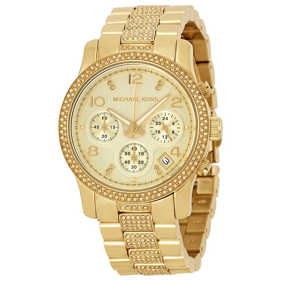 Michael Kors Runway Gold Dial Gold Steel Strap Watch for Women - MK5826