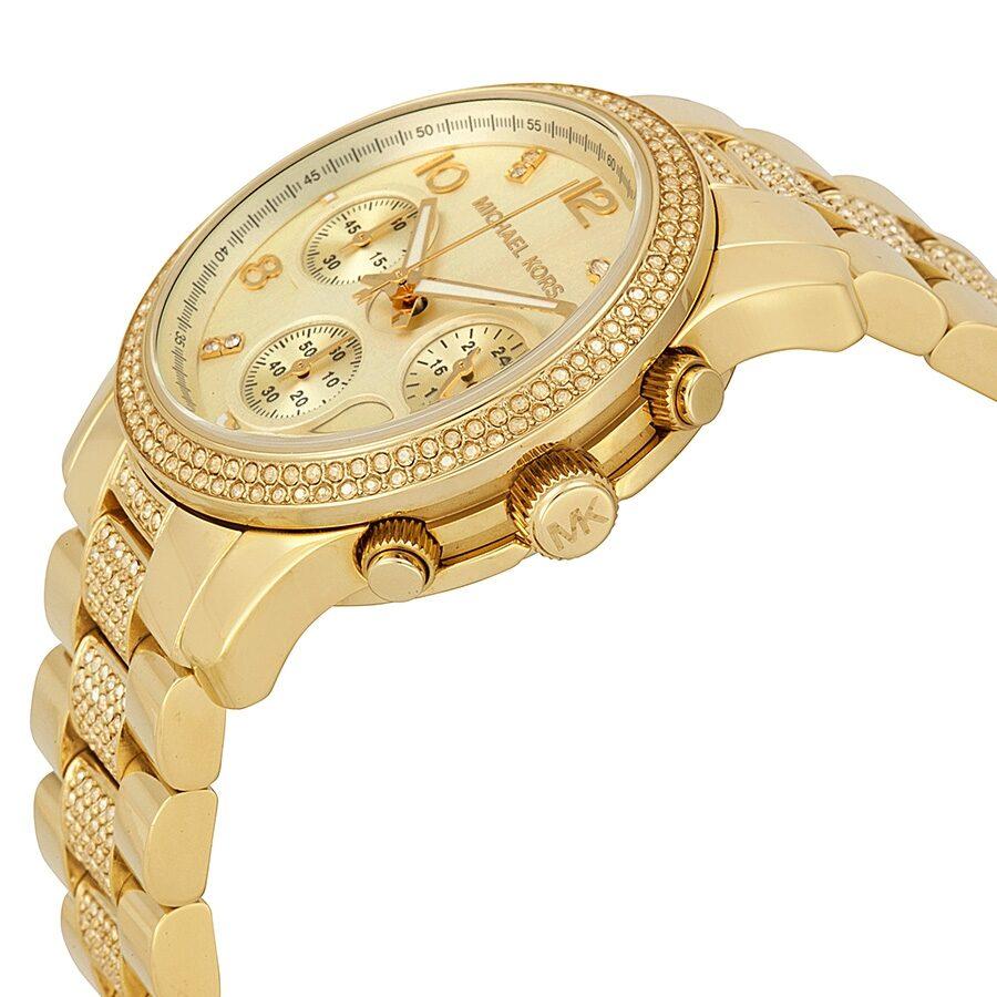 Michael Kors Runway Gold Dial Gold Steel Strap Watch for Women - MK5826