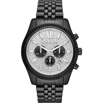 Michael Kors Lexington Chronograph Crystal Dial Black Steel Strap Watch for Men - MK8605