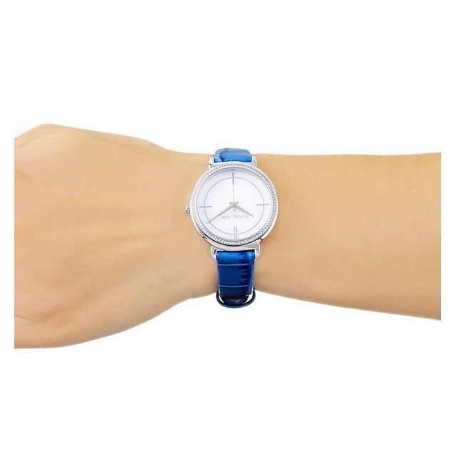 Michael Kors Cinthia Mother of Pearl Dial Blue Leather Strap Watch for Women - MK2661