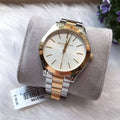 Michael Kors Runway White Dial Two Tone Stainless Steel Strp Watch for Women - MK3204A