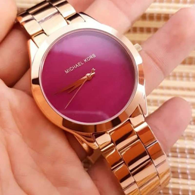 Michael Kors Pink Dial Rose Gold Steel Strap Watch for Women - MK3550