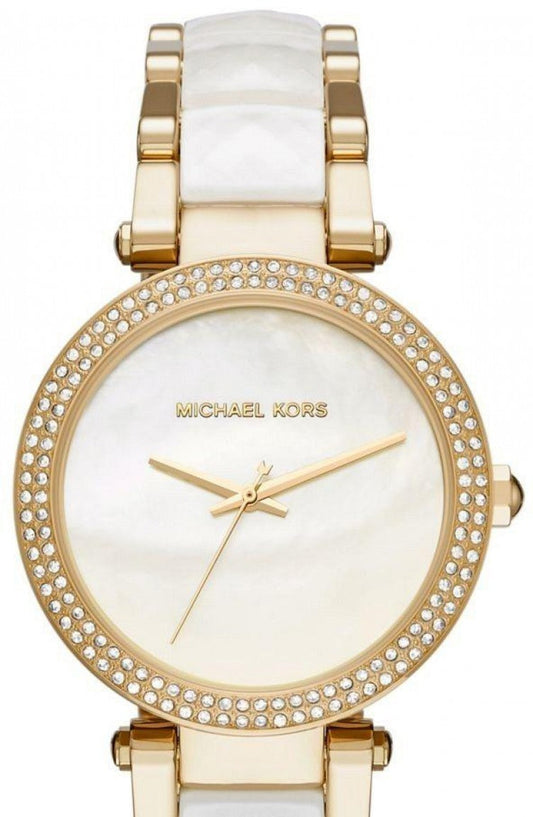 Michael Kors Parker Mother of Pearl Dial Two Tone Steel Strap Watch for Women - MK6400