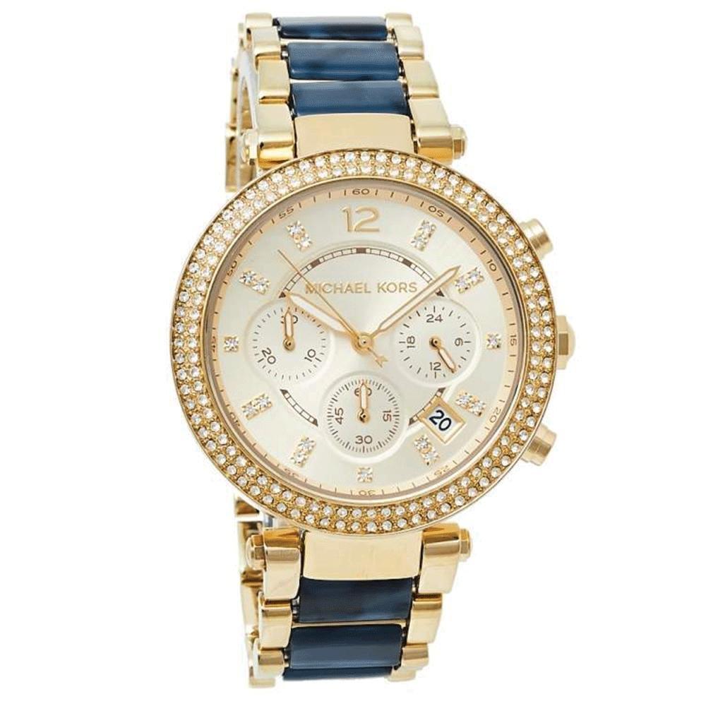 Michael Kors Parker Gold Dial Two Tone Steel Strap Watch for Women - MK6238