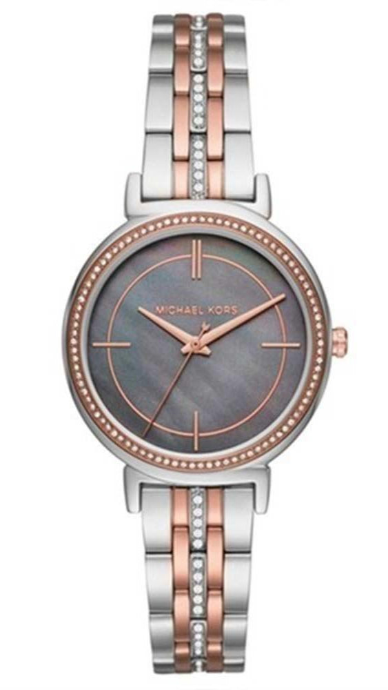 Michael Kors Cinthia Mother of Pearl Grey Dial Two Tone Steel Strap Watch for Women - MK3642