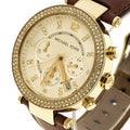 Michael Kors Parker Champagne Dial Brown Leather Strap Watch for Women - MK2249