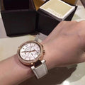 Michael Kors Parker White Diamonds Dial White Leather Strap Watch for Women - MK2281