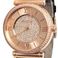 Michael Kors Catlin Rose Gold Crystal Dial Black Leather Strap Watch for Women - MK2376