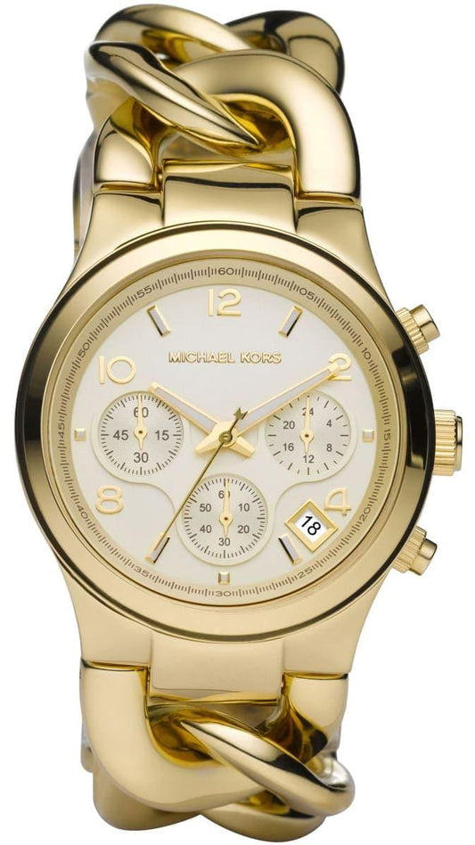 Michael Kors Runway Twist Gold Dial Gold Stainless Steel Strap Watch for Women - MK3131