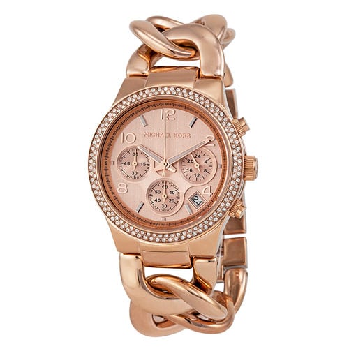 Michael Kors Runaway Rose Gold Dial Rose Gold Steel Strap Watch for Women - MK3247